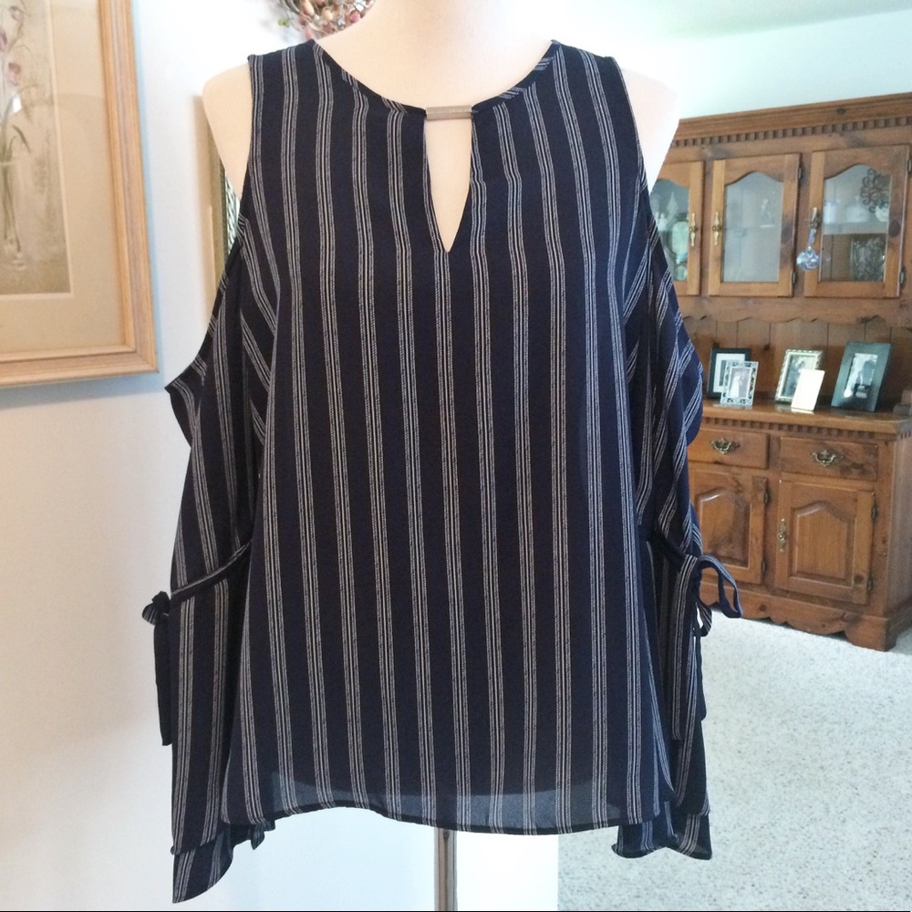 MICHAEL Michael Kors Cold Shoulder Blouse Navy